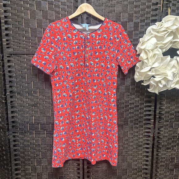 Draper James Red Floral Short Sleeve Mini Dress Size Medium - Picture 1 of 7